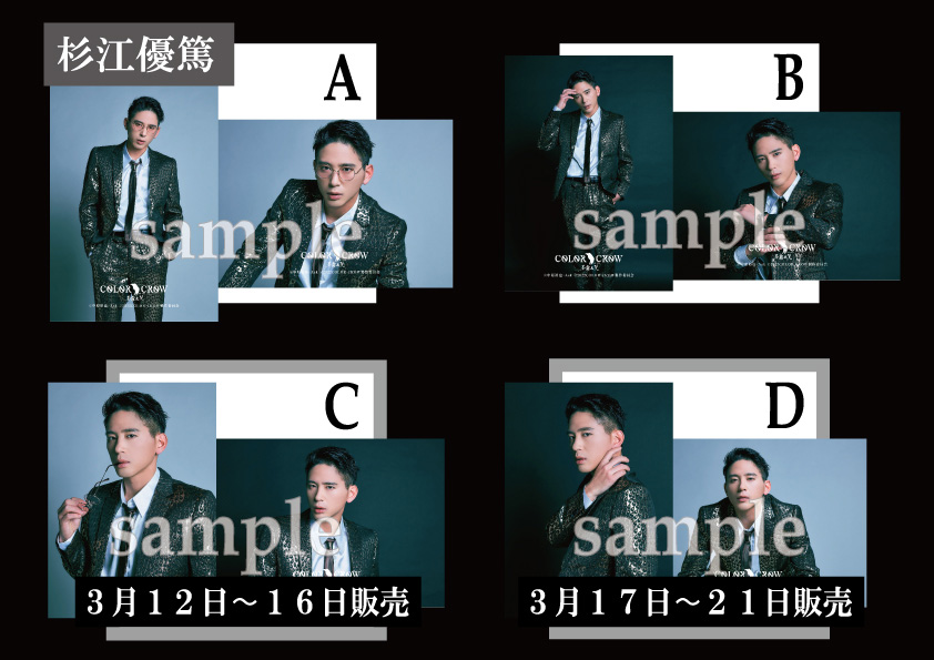 キャストブロマイド 12パターン各4種（A,B,C,D）【L版2枚組】　500円（税込）